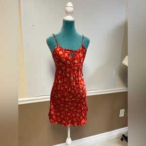 Vintage 100% Silk Red Slip – XOXO “Hugs N Kisses” by Intimate‎ Style, Size S
